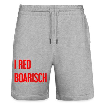 I red boarisch - Stanley/Stella Trainer Unisex Organic Jogging Shorts - heather grey - Front - Nik (191cm) & Marisol (170cm)