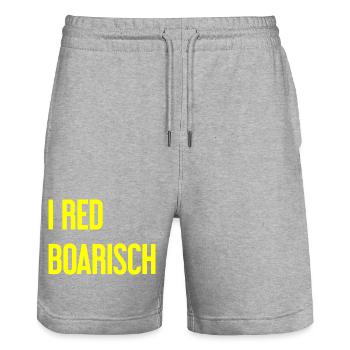 I red boarisch - Stanley/Stella Trainer Unisex Organic Jogging Shorts - heather grey - Front - Nik (191cm) & Marisol (170cm)
