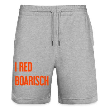 I red boarisch - Stanley/Stella Trainer Unisex Organic Jogging Shorts - heather grey - Front - Nik (191cm) & Marisol (170cm)