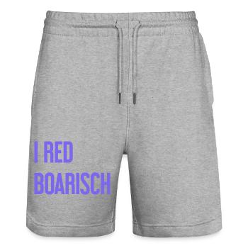 I red boarisch - Stanley/Stella Trainer Unisex Organic Jogging Shorts - heather grey - Front - Nik (191cm) & Marisol (170cm)