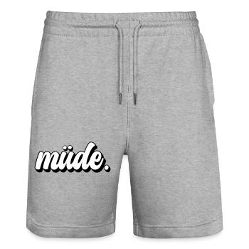 Müde - Stanley/Stella Unisex Bio Joggingshorts Trainer  - Grau meliert - Vorne - Nik (191cm) & Marisol (170cm)