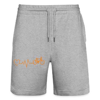 Fahrrad Herzschlag Geschenk Rennrad - Stanley/Stella Unisex Bio Joggingshorts Trainer  - Grau meliert - Vorne - Nik (191cm) & Marisol (170cm)