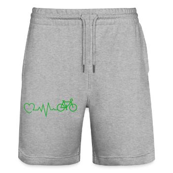 Fahrrad Herzschlag Geschenk - Stanley/Stella Unisex Bio Joggingshorts Trainer  - Grau meliert - Vorne - Nik (191cm) & Marisol (170cm)