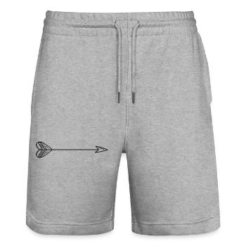 Flèche avec cœur - Short de jogging bio TRAINER Stanley/Stella unisexe - gris chiné - Devant - Nik (191cm) & Marisol (170cm)