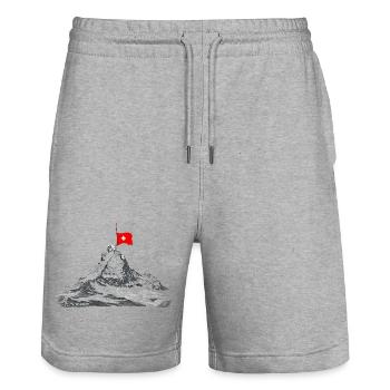 Berg Matterhorn Zermatt Souvenier buy - Stanley/Stella Trainer Unisex Organic Jogging Shorts - heather grey - Front - Nik (191cm) & Marisol (170cm)