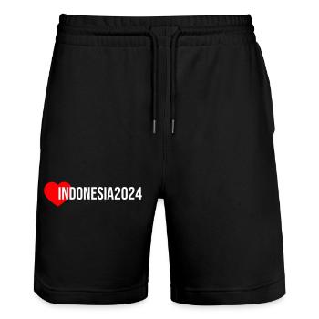 Indonesia 2024 Herz Urlaub - Stanley/Stella Unisex Bio Joggingshorts Trainer  - Schwarz - Vorne - Nik (191cm) & Marisol (170cm)