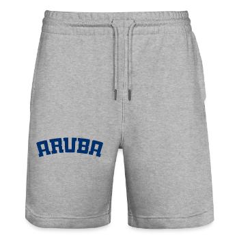 Aruba - Est. 1499 - Dutch Caribbean - Karibik - Stanley/Stella Unisex Bio Joggingshorts Trainer  - Grau meliert - Vorne - Nik (191cm) & Marisol (170cm)