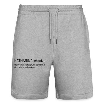 Top moderner T-Shirt Design Must have 2024 - Stanley/Stella Unisex Bio Joggingshorts Trainer  - Grau meliert - Vorne - Nik (191cm) & Marisol (170cm)