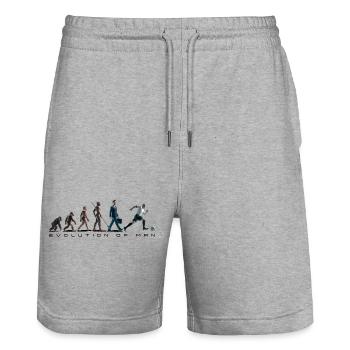 Evolution Fussball Zeichenfläche 1 - Stanley/Stella Unisex Bio Joggingshorts Trainer  - Grau meliert - Vorne - Nik (191cm) & Marisol (170cm)
