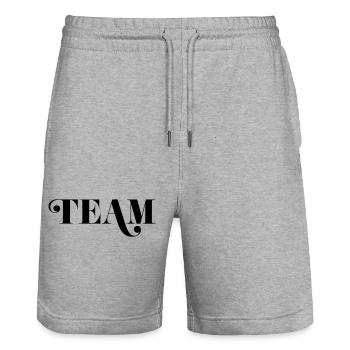 Team - Stanley/Stella Unisex Bio Joggingshorts Trainer  - Grau meliert - Vorne - Nik (191cm) & Marisol (170cm)
