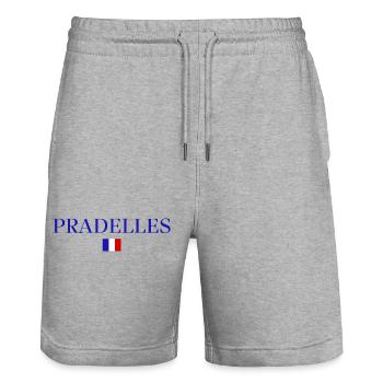 Pradelles France Heritage Crest - Stanley/Stella Trainer Unisex Organic Jogging Shorts - heather grey - Front - Nik (191cm) & Marisol (170cm)