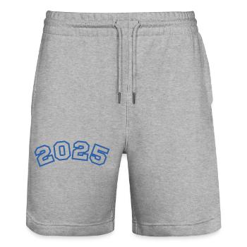 2025 bleu sport - Short de jogging bio TRAINER Stanley/Stella unisexe - gris chiné - Devant - Nik (191cm) & Marisol (170cm)