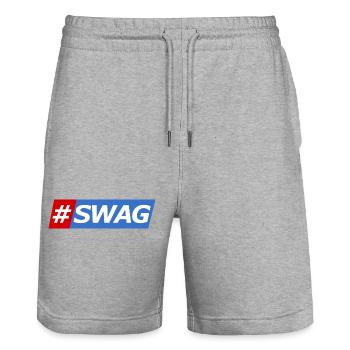 SWAG Bloc Couleurs Hashtag - Short de jogging bio TRAINER Stanley/Stella unisexe - gris chiné - Devant - Nik (191cm) & Marisol (170cm)