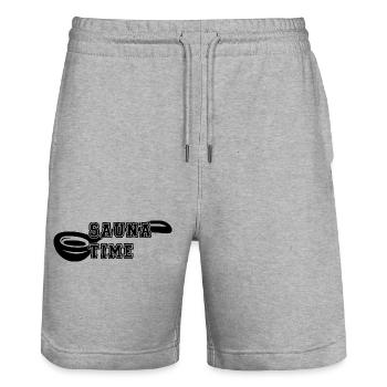Sauna Spa bien-être - Short de jogging bio TRAINER Stanley/Stella unisexe - gris chiné - Devant - Nik (191cm) & Marisol (170cm)