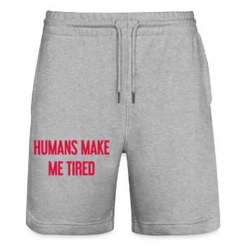 Les gens vous fatiguent - Drôle de dicton - Short de jogging bio TRAINER Stanley/Stella unisexe - gris chiné - Devant - Nik (191cm) & Marisol (170cm)