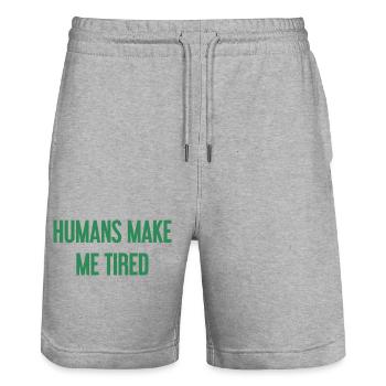 Les gens vous fatiguent - Drôle de dicton - Short de jogging bio TRAINER Stanley/Stella unisexe - gris chiné - Devant - Nik (191cm) & Marisol (170cm)