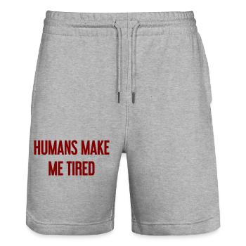 Les gens vous fatiguent - Drôle de dicton - Short de jogging bio TRAINER Stanley/Stella unisexe - gris chiné - Devant - Nik (191cm) & Marisol (170cm)