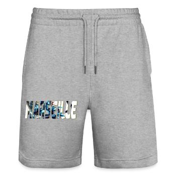 Marseille design stylisé BD - Short de jogging bio TRAINER Stanley/Stella unisexe - gris chiné - Devant - Nik (191cm) & Marisol (170cm)