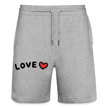 Love Heart - Stanley/Stella Trainer Unisex Organic Jogging Shorts - heather grey - Front - Nik (191cm) & Marisol (170cm)