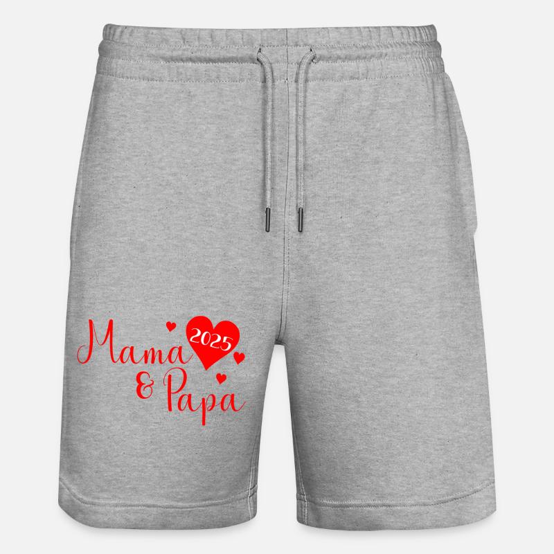 Maman et papa Rouge - Short de jogging bio TRAINER Stanley/Stella unisexe - gris chiné