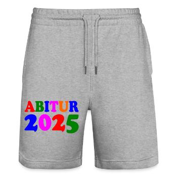 Abitur 2025 - Stanley/Stella Trainer Unisex Organic Jogging Shorts - heather grey - Front - Nik (191cm) & Marisol (170cm)