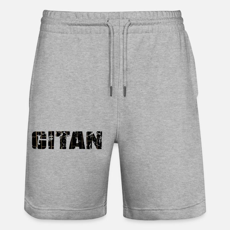 Grunge Brown Brick Pattern - Stanley/Stella Trainer Unisex Organic Jogging Shorts - heather grey