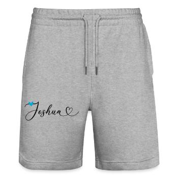 Joshua Last name First name Calligraphy heart - Stanley/Stella Trainer Unisex Organic Jogging Shorts - heather grey - Front - Nik (191cm) & Marisol (170cm)