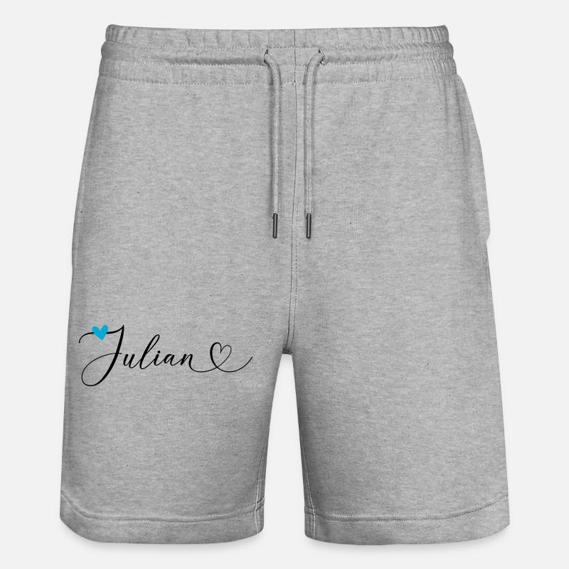 Julian Nom Prénom Calligraphie coeur - Short de jogging bio TRAINER Stanley/Stella unisexe - gris chiné