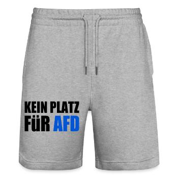 kein platz für afd - Stanley/Stella Unisex Bio Joggingshorts Trainer  - Grau meliert - Vorne - Nik (191cm) & Marisol (170cm)