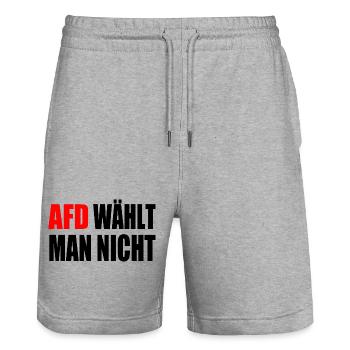 afd wählt man nicht - Stanley/Stella Unisex Bio Joggingshorts Trainer  - Grau meliert - Vorne - Nik (191cm) & Marisol (170cm)