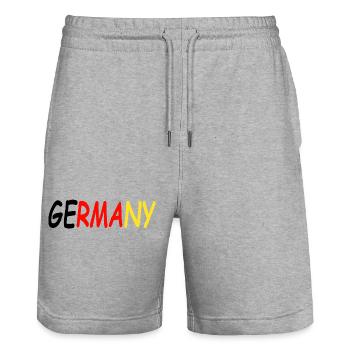 Germany Schwarz Rot Gold - Stanley/Stella Unisex Bio Joggingshorts Trainer  - Grau meliert - Vorne - Nik (191cm) & Marisol (170cm)