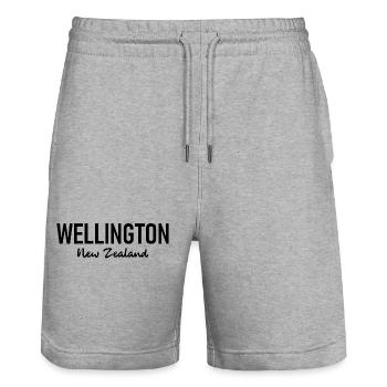 Wellington - New Zealand - Aotearoa - Kiwi - Maori - Stanley/Stella Trainer Unisex Organic Jogging Shorts - heather grey - Front - Nik (191cm) & Marisol (170cm)