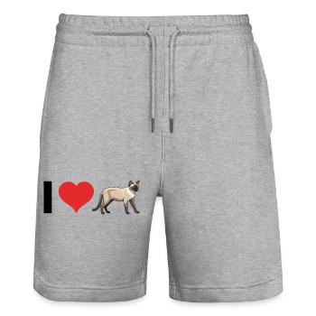 I love Siam Cats - Cute Pet Cat Design - Stanley/Stella Unisex Bio Joggingshorts Trainer  - Grau meliert - Vorne - Nik (191cm) & Marisol (170cm)