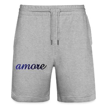 amore - Italia - Italy - Love Italian Love - Stanley/Stella Trainer Unisex Organic Jogging Shorts - heather grey - Front - Nik (191cm) & Marisol (170cm)