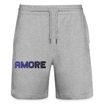amore - Italia - Italy - Love Italian Love - Stanley/Stella Trainer Unisex Organic Jogging Shorts - heather grey - Front - Nik (191cm) & Marisol (170cm)