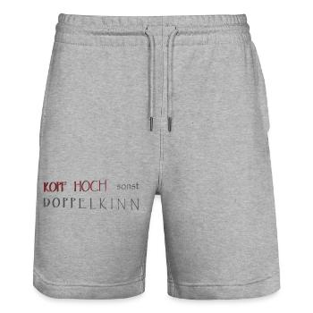 Kopf hoch sonst Doppelkinn - Stanley/Stella Unisex Bio Joggingshorts Trainer  - Grau meliert - Vorne - Nik (191cm) & Marisol (170cm)