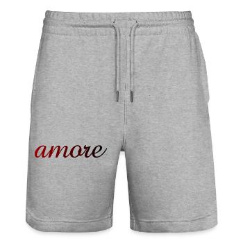 amore - Italie - Italie - Amour - Liebe - Short de jogging bio TRAINER Stanley/Stella unisexe - gris chiné - Devant - Nik (191cm) & Marisol (170cm)