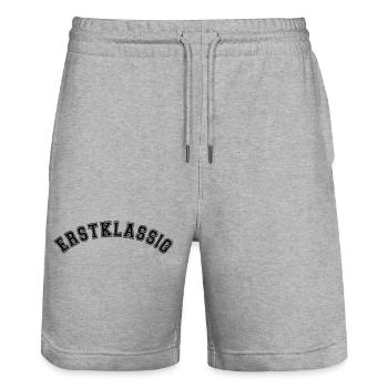 Erstklassig Einschulung, Schulstart, schulkind - Stanley/Stella Unisex Bio Joggingshorts Trainer  - Grau meliert - Vorne - Nik (191cm) & Marisol (170cm)