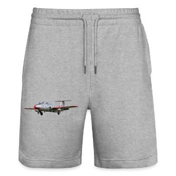 L-29 Dolphin - Stanley/Stella Trainer Unisex Organic Jogging Shorts - heather grey - Front - Nik (191cm) & Marisol (170cm)