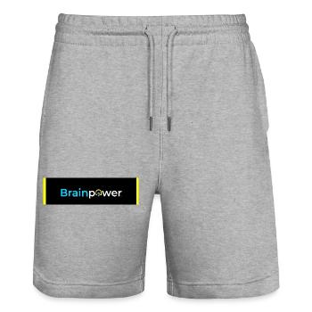 Typographie de l’ampoule Brainpower - Short de jogging bio TRAINER Stanley/Stella unisexe - gris chiné - Devant - Nik (191cm) & Marisol (170cm)