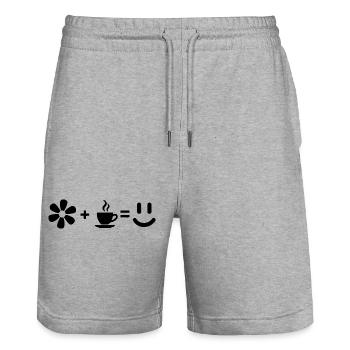 Modern Geometric L-Shape Abstract Black Graphic - Stanley/Stella Trainer Unisex Organic Jogging Shorts - heather grey - Front - Nik (191cm) & Marisol (170cm)