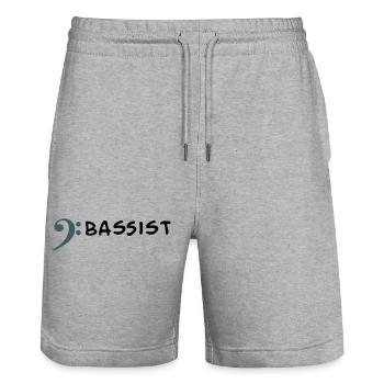 Je joue de la basse - Je suis bassiste - Short de jogging bio TRAINER Stanley/Stella unisexe - gris chiné - Devant - Nik (191cm) & Marisol (170cm)