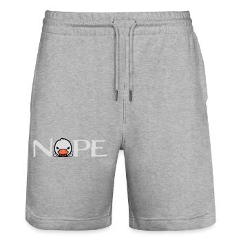 Gans Nope Mittelfinger Böse Beleidigung Ente Frech - Stanley/Stella Unisex Bio Joggingshorts Trainer  - Grau meliert - Vorne - Nik (191cm) & Marisol (170cm)