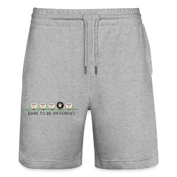 Oser être différent – Black Sheep - Short de jogging bio TRAINER Stanley/Stella unisexe - gris chiné - Devant - Nik (191cm) & Marisol (170cm)