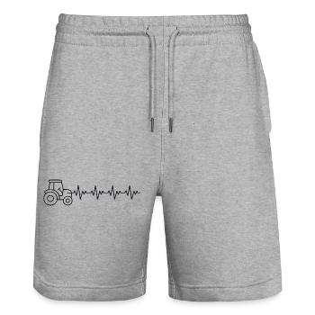Traktor Bauer EKG Herzschlag - Stanley/Stella Unisex Bio Joggingshorts Trainer  - Grau meliert - Vorne - Nik (191cm) & Marisol (170cm)