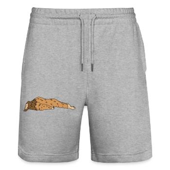 Funny Lazy Bigfoot Sasquatch Sleeping Lazy DIY - Stanley/Stella Trainer Unisex Organic Jogging Shorts - heather grey - Front - Nik (191cm) & Marisol (170cm)