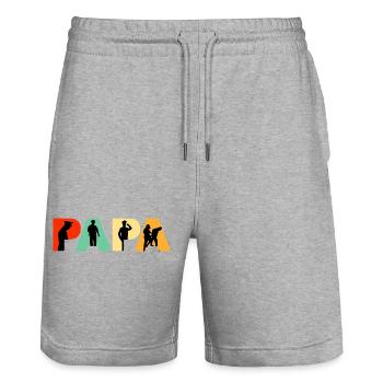 Silhouette de l’agent de police de Papa - Short de jogging bio TRAINER Stanley/Stella unisexe - gris chiné - Devant - Nik (191cm) & Marisol (170cm)