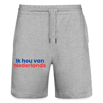 J’adore le néerlandais - Short de jogging bio TRAINER Stanley/Stella unisexe - gris chiné - Devant - Nik (191cm) & Marisol (170cm)