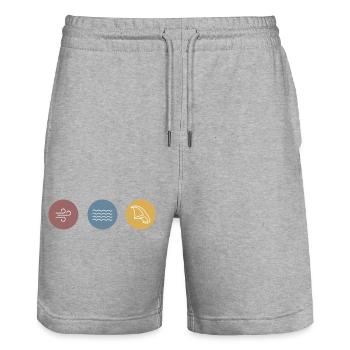 Bunte Icons Wingfoil - Stanley/Stella Unisex Bio Joggingshorts Trainer  - Grau meliert - Vorne - Nik (191cm) & Marisol (170cm)
