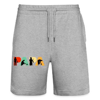 Papa Gardener Landscaping Dad Green Thumb - Stanley/Stella Trainer Unisex Organic Jogging Shorts - heather grey - Front - Nik (191cm) & Marisol (170cm)